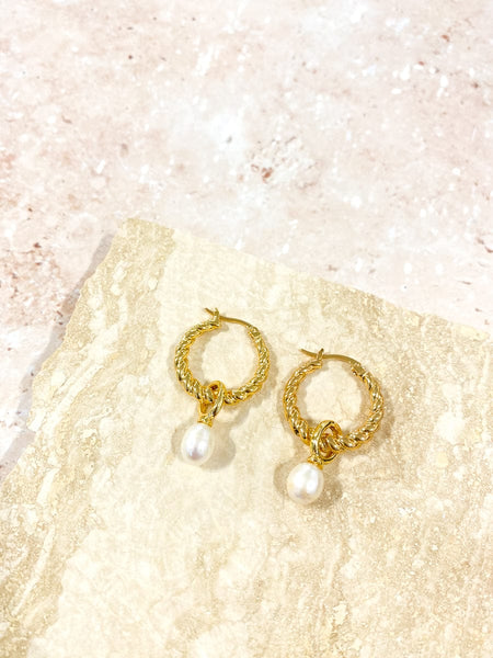 SASHA Pearl Drop 18k Gold Plated Earrings-Earrings- Boheme Junction