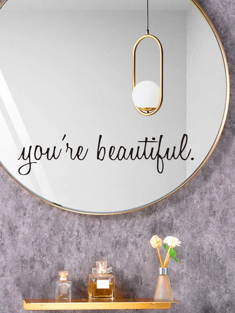 YOU'RE BEAUTIFUL - Affirmation Mirror Sticker | Black-Home Stickers- Boheme Junction