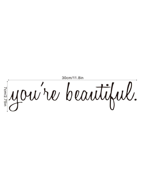 YOU'RE BEAUTIFUL - Affirmation Mirror Sticker | Black-Home Stickers- Boheme Junction