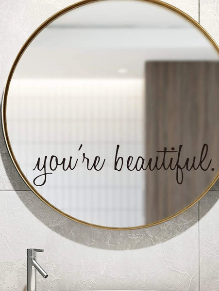 YOU'RE BEAUTIFUL - Affirmation Mirror Sticker | Black-Home Stickers- Boheme Junction
