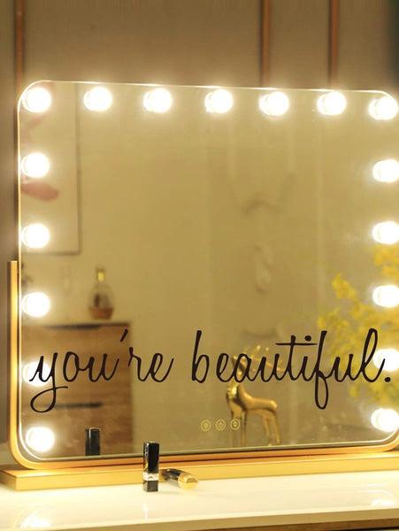 YOU'RE BEAUTIFUL - Affirmation Mirror Sticker | Black-Home Stickers- Boheme Junction