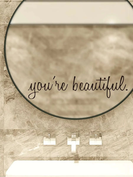YOU'RE BEAUTIFUL - Affirmation Mirror Sticker | Black-Home Stickers- Boheme Junction