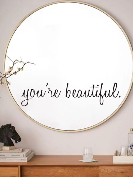 YOU'RE BEAUTIFUL - Affirmation Mirror Sticker | Black-Home Stickers- Boheme Junction