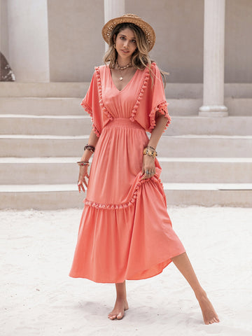 WHITLEY Maxi Dress - Watermelon-Women Long Dresses- Boheme Junction