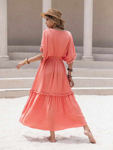 WHITLEY Maxi Dress - Watermelon-Women Long Dresses- Boheme Junction