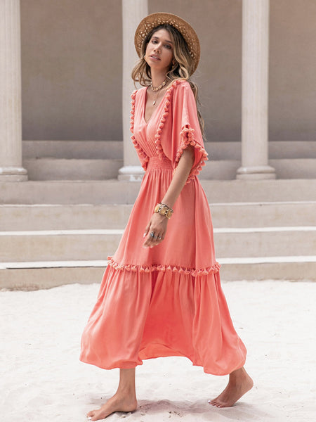 WHITLEY Maxi Dress - Watermelon-Women Long Dresses- Boheme Junction