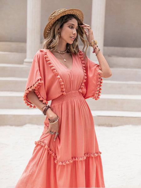 WHITLEY Maxi Dress - Watermelon-Women Long Dresses- Boheme Junction