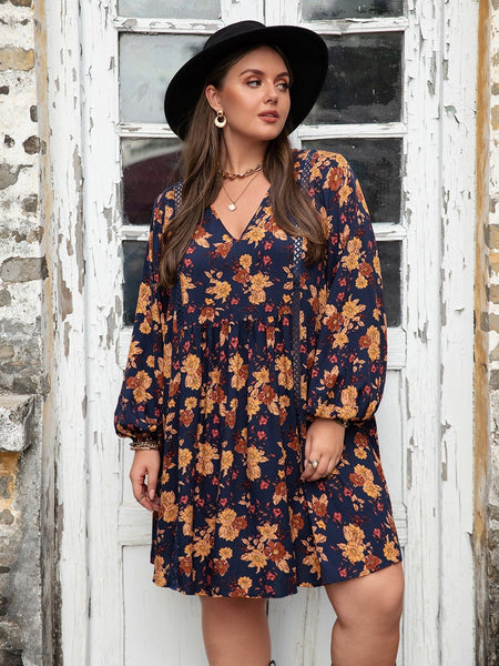 PLUS SIZE Iris Mini Dress - Navy-Plus Size Dresses- Boheme Junction