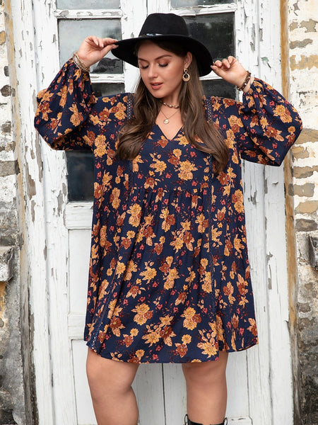 PLUS SIZE Iris Mini Dress - Navy-Plus Size Dresses- Boheme Junction