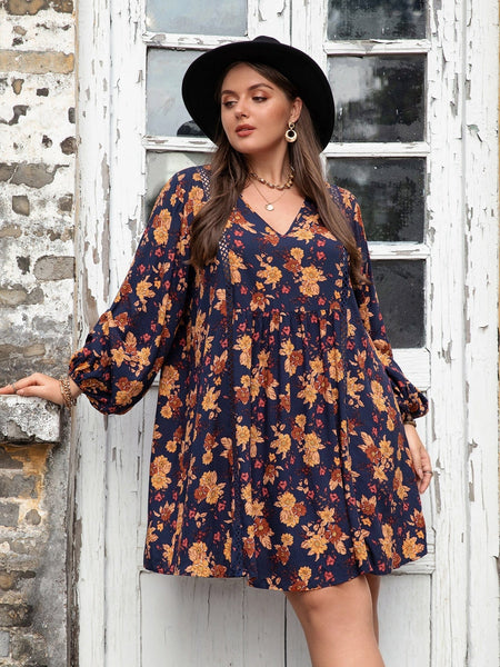 PLUS SIZE Iris Mini Dress - Navy-Plus Size Dresses- Boheme Junction