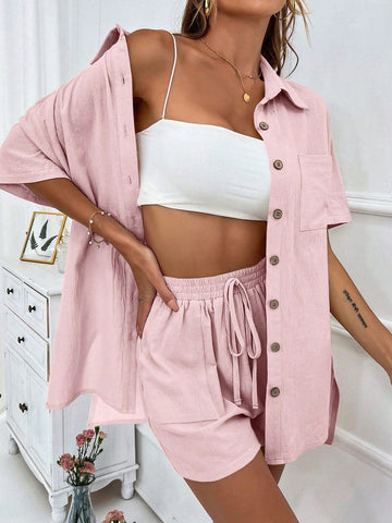 WILLOW Short & Top Set - Pink-Women Two-piece Outfits- Boheme Junction