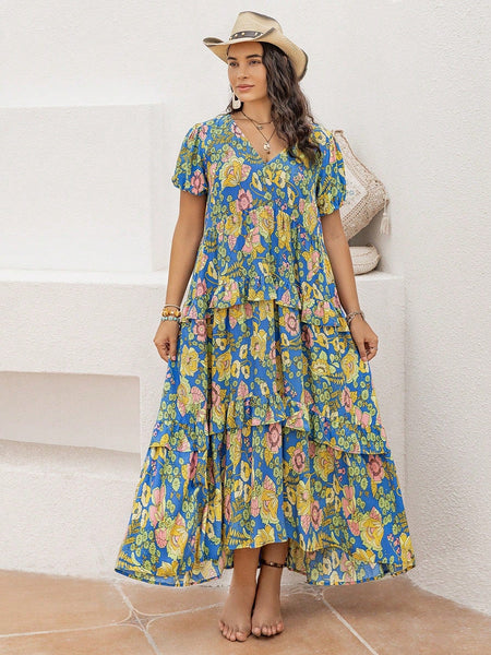 PLUS SIZE Aiden Maxi Dress - Blue-Plus Size Dresses- Boheme Junction