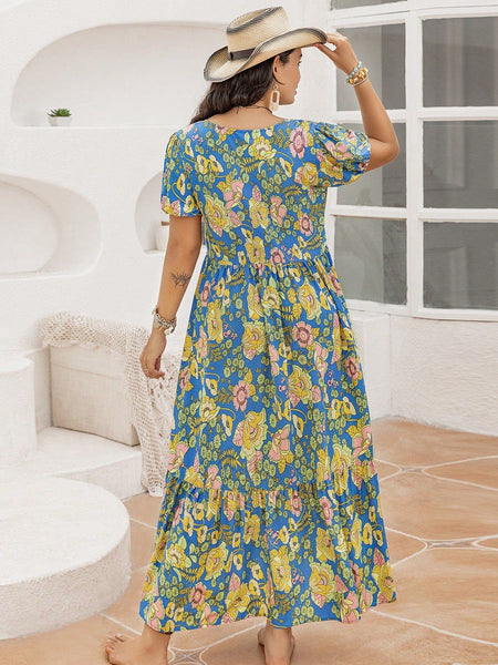 PLUS SIZE Aiden Maxi Dress - Blue-Plus Size Dresses- Boheme Junction