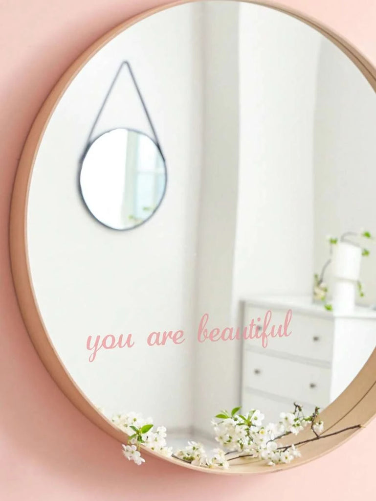 You are Beautiful - Affirmation Mirror Sticker | Pink-Home Stickers- Boheme Junction