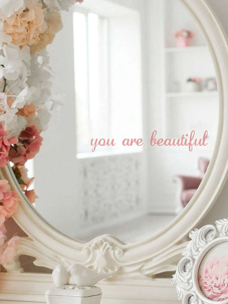 You are Beautiful - Affirmation Mirror Sticker | Pink-Home Stickers- Boheme Junction