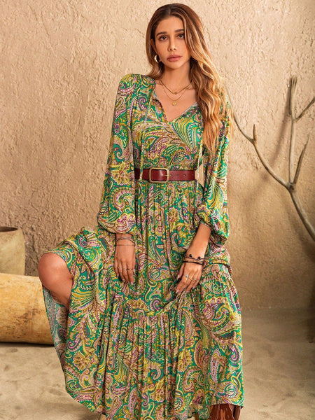 JAYDE Maxi Dress - Green-Women Dresses- Boheme Junction