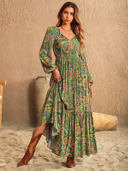 JAYDE Maxi Dress - Green-Women Dresses- Boheme Junction