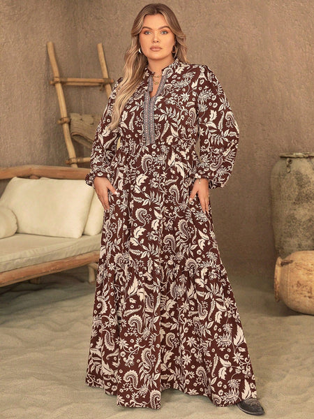 PLUS SIZE Carrie Maxi Dress - Coffee-Plus Size Dresses- Boheme Junction