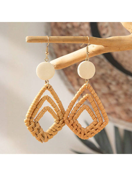 NIARA Rattan Earrings-Earrings- Boheme Junction