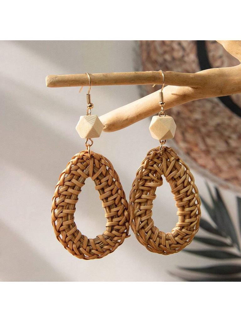 RINA Rattan Earrings-Earrings- Boheme Junction