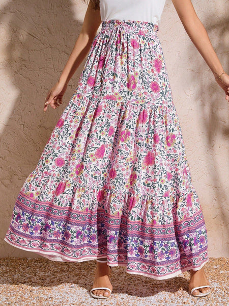 AIRLIE Maxi Skirt - Pink-Women Skirts- Boheme Junction