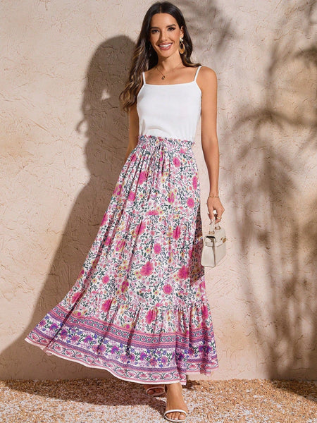 AIRLIE Maxi Skirt - Pink-Women Skirts- Boheme Junction