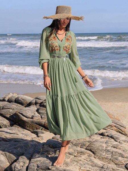 COVE Maxi Dress - Green-Women Dresses- Boheme Junction