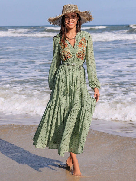 COVE Maxi Dress - Green-Women Dresses- Boheme Junction