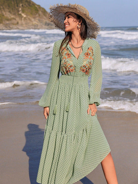 COVE Maxi Dress - Green-Women Dresses- Boheme Junction