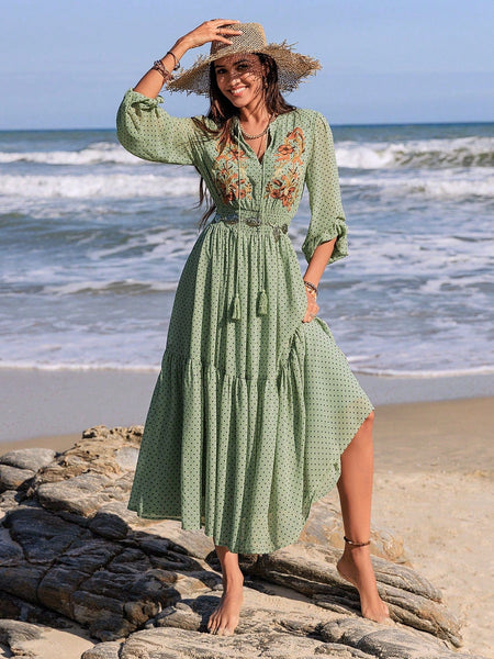 COVE Maxi Dress - Green-Women Dresses- Boheme Junction