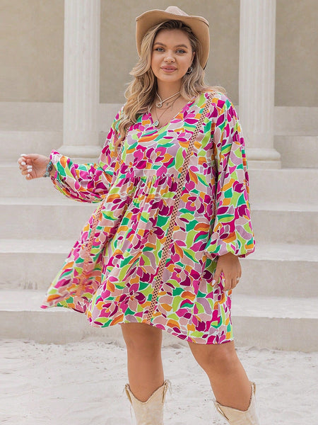 PLUS SIZE Iris Mini Dress - Pink-Plus Size Dresses- Boheme Junction