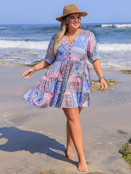 PLUS SIZE Danni Mini Dress-Plus Size Dresses- Boheme Junction