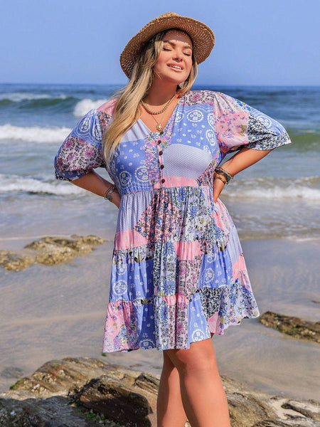 PLUS SIZE Danni Mini Dress-Plus Size Dresses- Boheme Junction