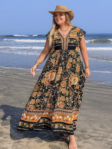 PLUS SIZE Cory Maxi Dress - Navy-Plus Size Dresses- Boheme Junction