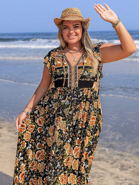 PLUS SIZE Cory Maxi Dress - Navy-Plus Size Dresses- Boheme Junction