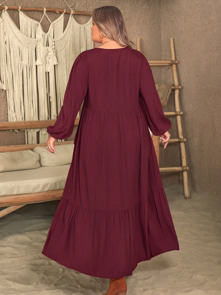 PLUS SIZE Vella Maxi Dress - Burgundy-Plus Size Dresses- Boheme Junction