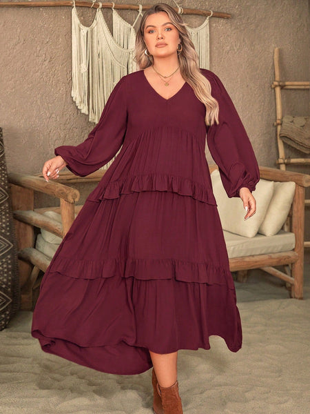 PLUS SIZE Vella Maxi Dress - Burgundy-Plus Size Dresses- Boheme Junction