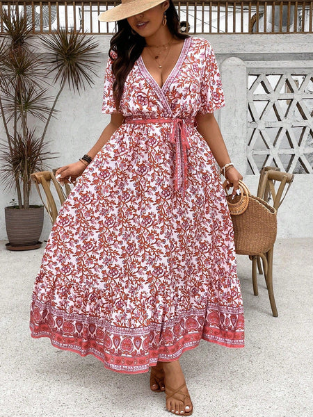 PLUS SIZE Derani Maxi Dress - Pink-Plus Size Dresses- Boheme Junction