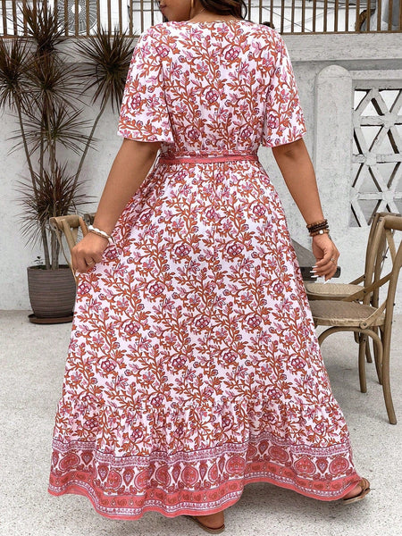 PLUS SIZE Derani Maxi Dress - Pink-Plus Size Dresses- Boheme Junction