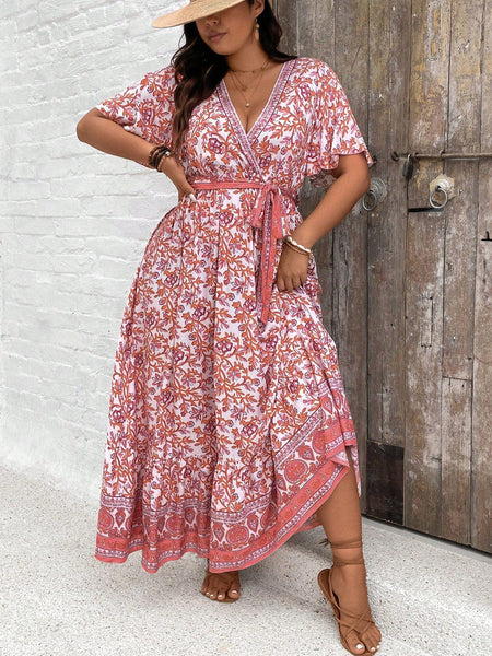 PLUS SIZE Derani Maxi Dress - Pink-Plus Size Dresses- Boheme Junction