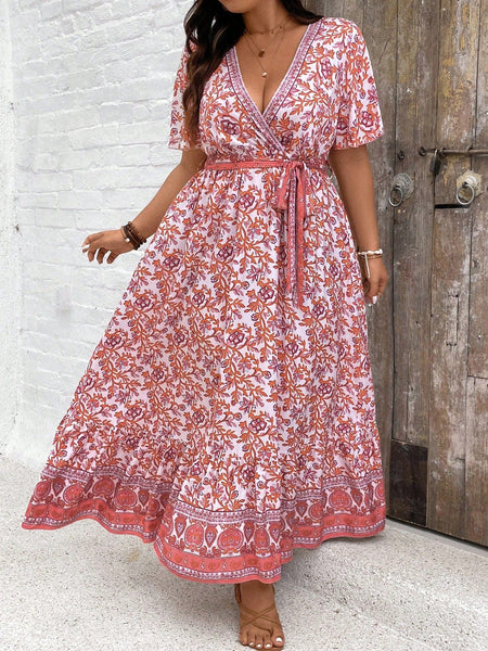 PLUS SIZE Derani Maxi Dress - Pink-Plus Size Dresses- Boheme Junction