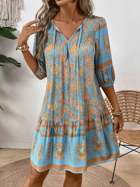 NIGELLA Mini Dress - Blue-Women Dresses- Boheme Junction