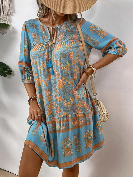 NIGELLA Mini Dress - Blue-Women Dresses- Boheme Junction