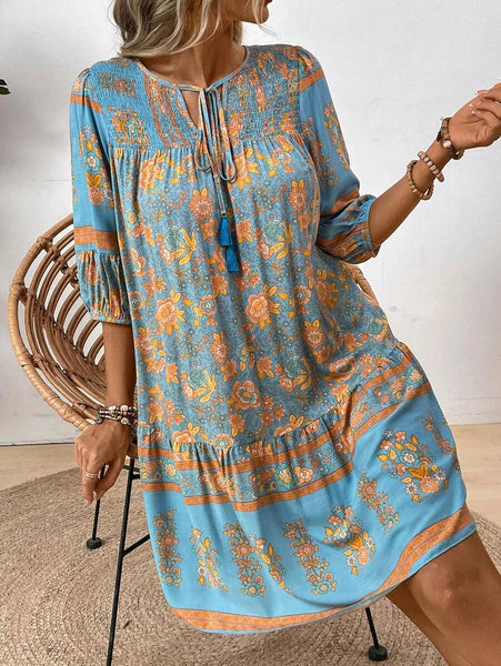 NIGELLA Mini Dress - Blue-Women Dresses- Boheme Junction