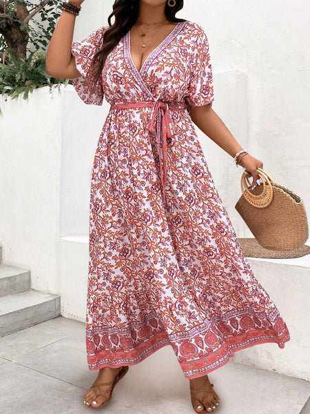 PLUS SIZE Derani Maxi Dress - Pink-Plus Size Dresses- Boheme Junction