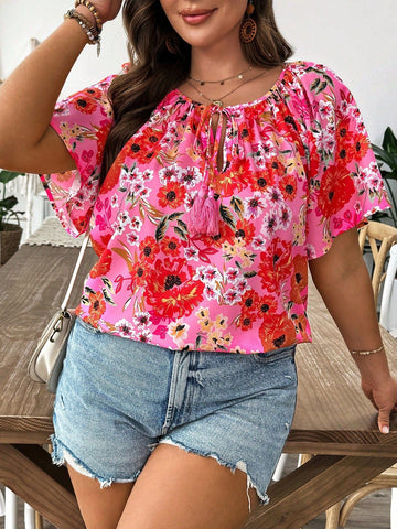 PLUS SIZE Courtney Top - Hot Pink