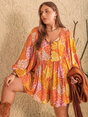 PLUS SIZE Martinez Playsuit - Yellow-Plus Size Jumpsuits- Boheme Junction