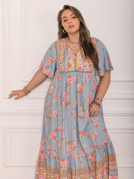 PLUS SIZE Victoria Maxi Dress - Dusty Blue-Plus Size Dresses- Boheme Junction