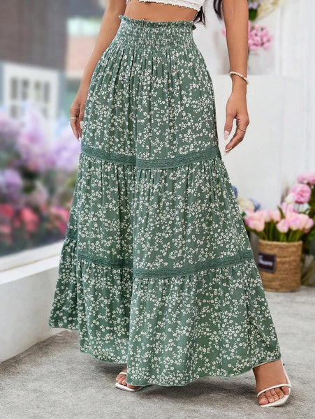 ANGIE Maxi Skirt - Green-Women Bottoms- Boheme Junction