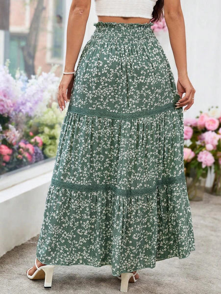 ANGIE Maxi Skirt - Green-Women Bottoms- Boheme Junction